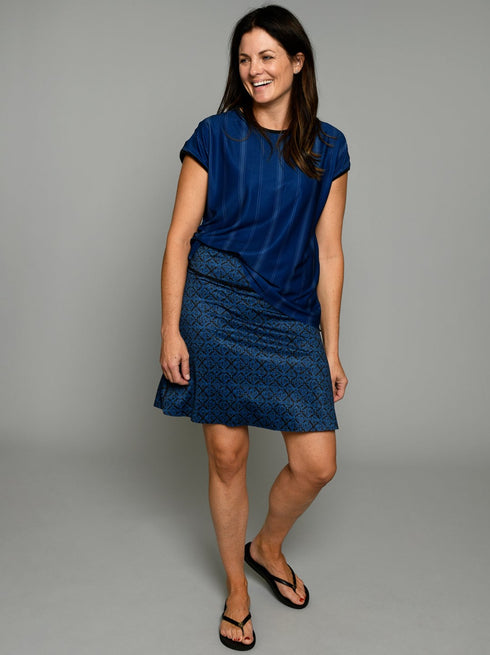 The Sport Skirt - Blue Shibori / Blue Pinstripe